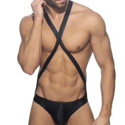 Body Croisé Reptile Noir