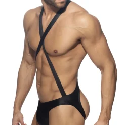 Body Croisé Reptile Noir