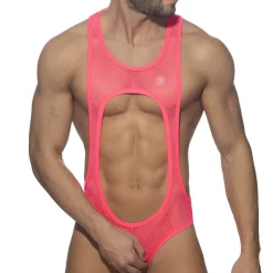 Body Empty Bottom Sexy Mesh Rose Fluo