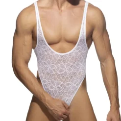 Body String Dentelle Florale Blanc