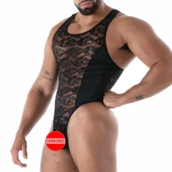 Body String en Dentelle Fluide Noir