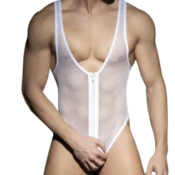 Body String Zip Mesh Blanc