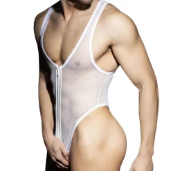 Body String Zip Mesh Blanc