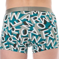 Boxer Bold All Over Lettering Coton Bleu Paon