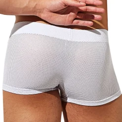 Boxer Court Bulge Mesh Blanc