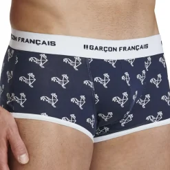 Boxer Court Origami Coq - Bleu Marine - Blanc