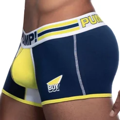 Boxer Court Sportboy Recharge Bleu Marine - Jaune
