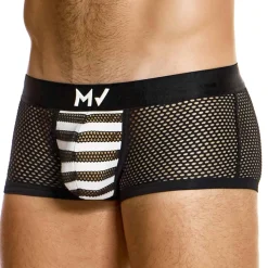 Boxer Court Striped Through Rayé Noir - Blanc