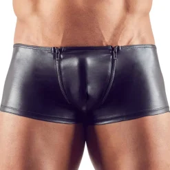 Boxer Court Zip Simili Cuir Noir