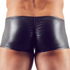 Boxer Court Zip Simili Cuir Noir