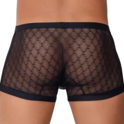 Boxer Dentelle et Simili Cuir Noir