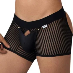 Boxer Empty Bottom Résille Rayée Noir