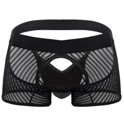 Boxer Empty Bottom Résille Rayée Noir