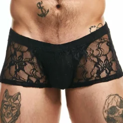 Boxer Lingerie Dentelle Noir