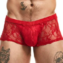 Boxer Lingerie Dentelle Rouge