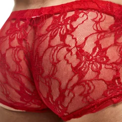 Boxer Lingerie Dentelle Rouge