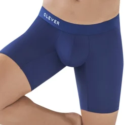 Boxer Long Classic Match Microfibre Bleu Marine