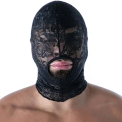 Cagoule Bouche Ouverte en Dentelle Fluide Noire