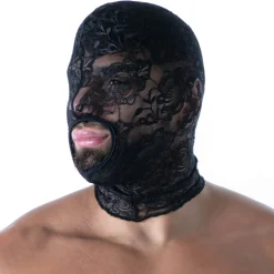 Cagoule Bouche Ouverte en Dentelle Fluide Noire