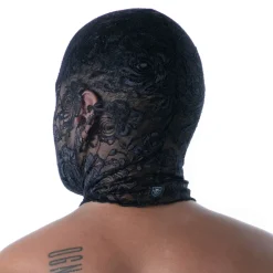 Cagoule Bouche Ouverte en Dentelle Fluide Noire