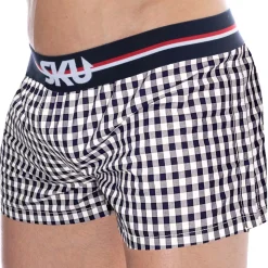 Caleçon Coton Vichy Bleu Marine