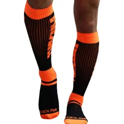 Chaussettes Hautes Eternity - Orange Fluo - Noir