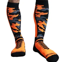 Chaussettes Hautes Neo Camo Orange Fluo