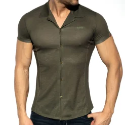 Chemisette Slim Fit Microfibre Vert Kaki