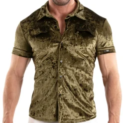 Chemisette Velours Froissé Kaki