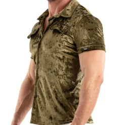 Chemisette Velours Froissé Kaki