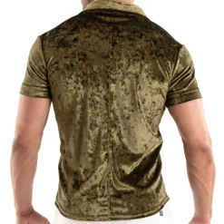 Chemisette Velours Froissé Kaki