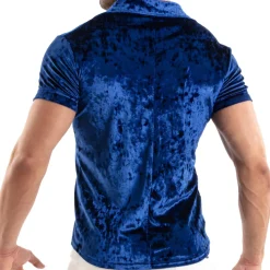 Chemisette Velours Froissé Bleue
