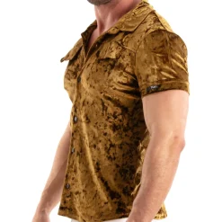 Chemisette Velours Froissé Or