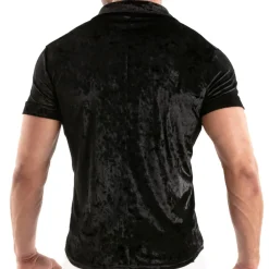 Chemisette Velours Froissé Noire