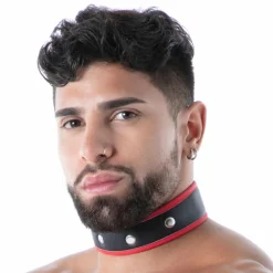 Collier en Néoprène Noir - Rouge