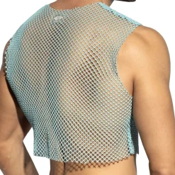 Crop Top Beachy Résille Bleu Ciel