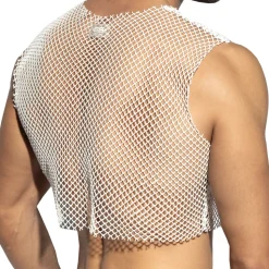 Crop Top Beachy Résille Blanc