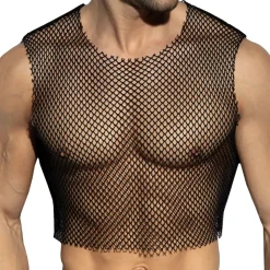 Crop Top Beachy Résille Noir