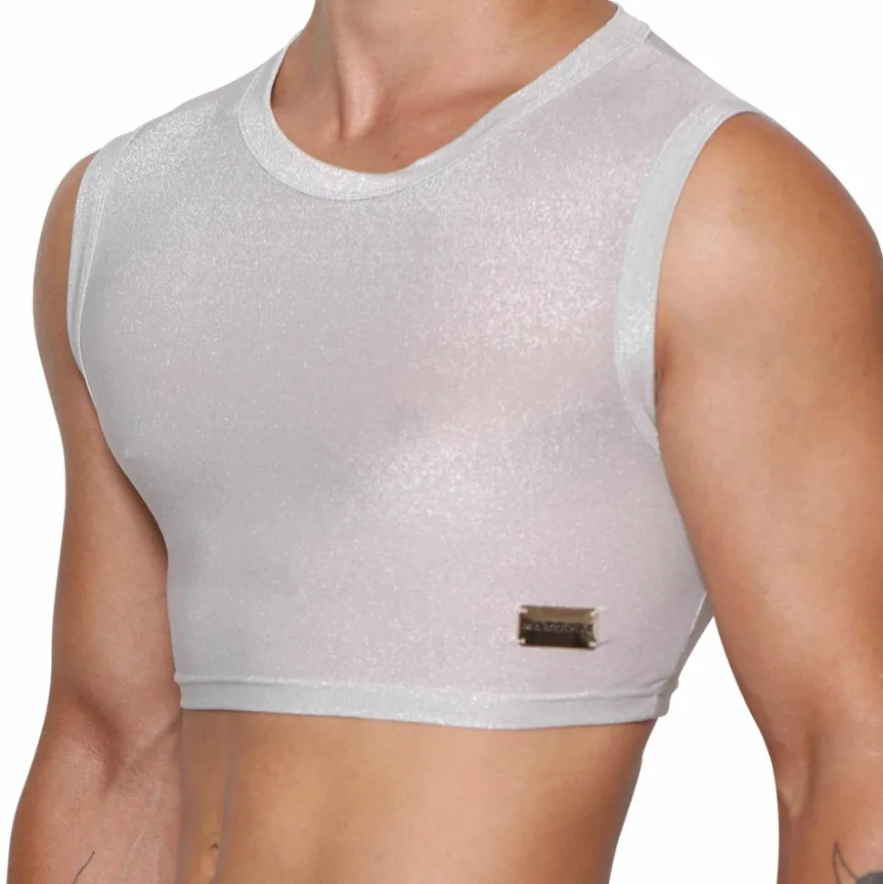 Crop Top Glisten Blanc - Argent