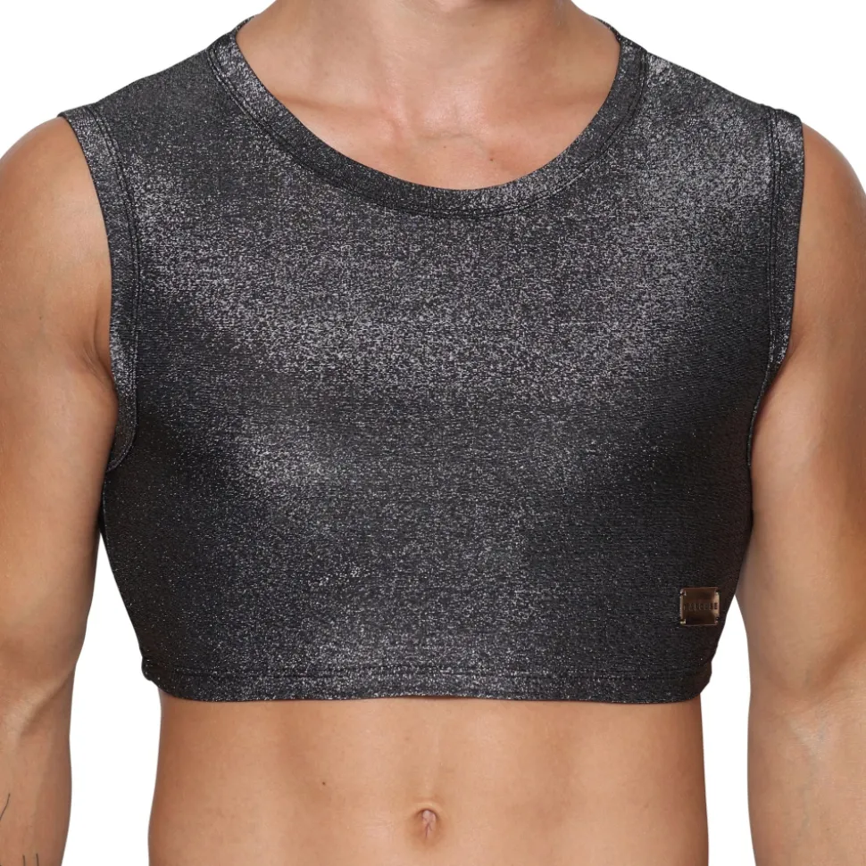 Crop Top Glisten Noir - Argent