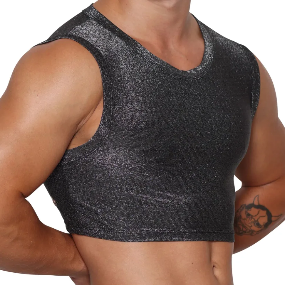 Crop Top Glisten Noir - Argent