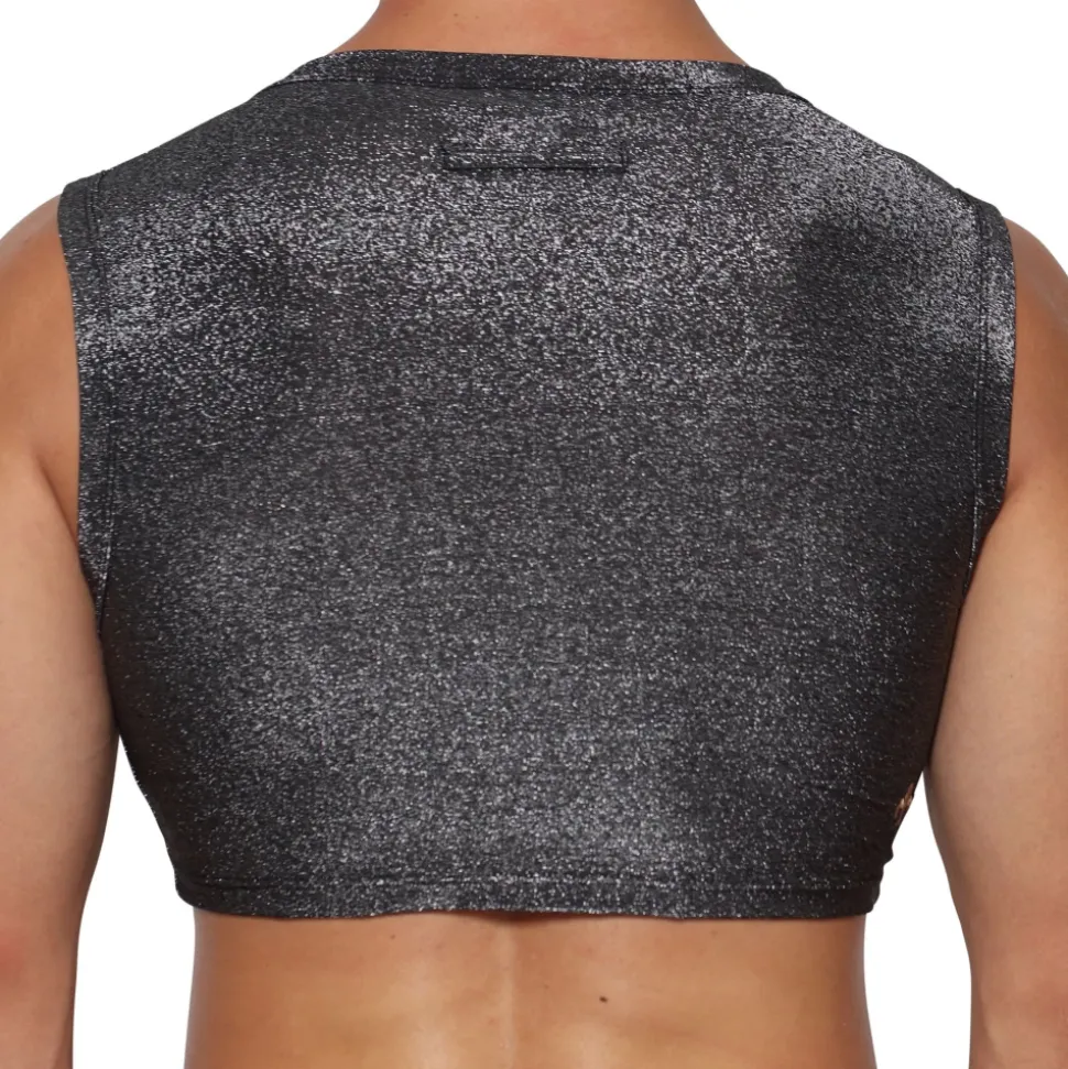 Crop Top Glisten Noir - Argent