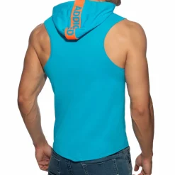 Débardeur à Capuche Bande Logo Bleu