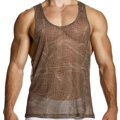 Débardeur Abstract Résille Marron