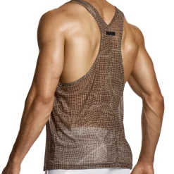 Débardeur Abstract Résille Marron