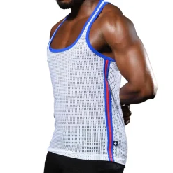 Débardeur Col Carré en Mesh Blanc