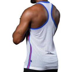 Débardeur Col Carré en Mesh Blanc