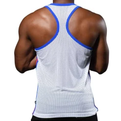 Débardeur Col Carré en Mesh Blanc