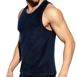 Débardeur Coton Eponge Bleu Marine
