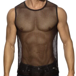 Débardeur Maille Ajourée - Marron